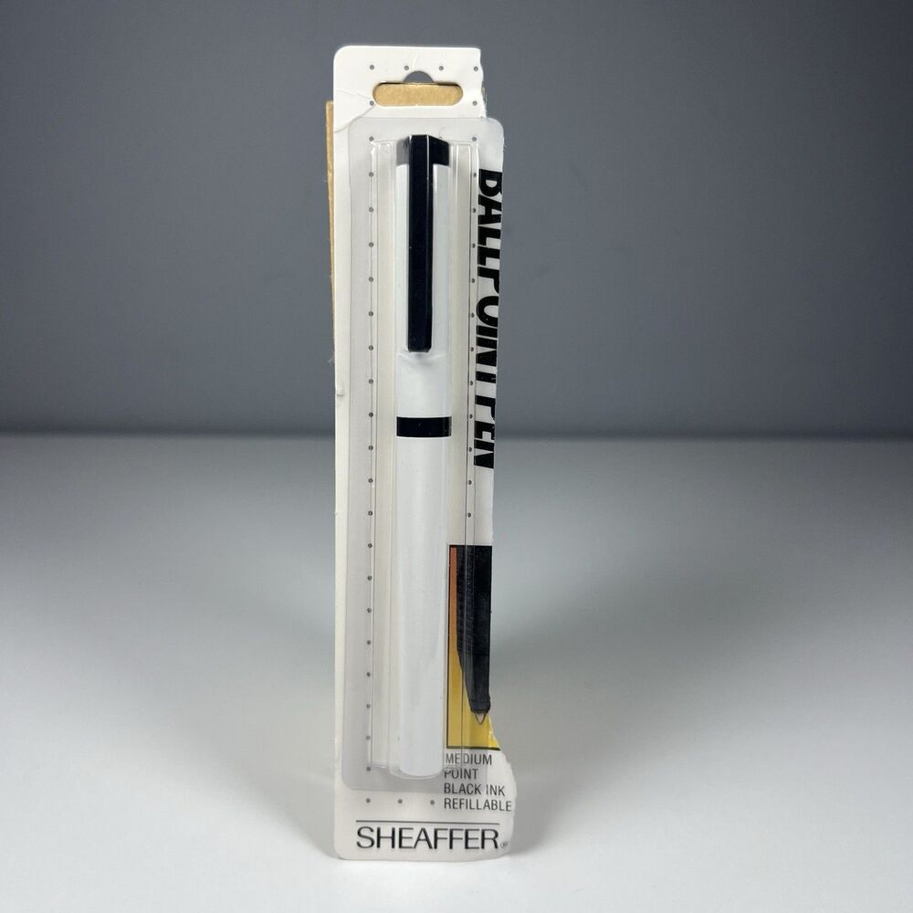 Vtg Sheaffer White Delta Grip Ball Point Pen Refillable Medium Blk NOS -read